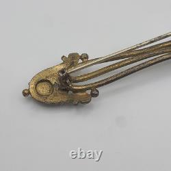 Vintage Art Nouveau Brooch Lognette Style Filigree Rhinestone NEAT