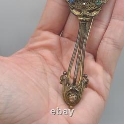 Vintage Art Nouveau Brooch Lognette Style Filigree Rhinestone NEAT