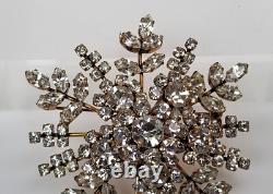 Vintage Austria Clear Rhinestone Snowflake/Star Pin Brooch