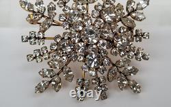 Vintage Austria Clear Rhinestone Snowflake/Star Pin Brooch