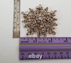 Vintage Austria Clear Rhinestone Snowflake/Star Pin Brooch