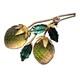 Vintage Austria Fruit Brooch Green Glass Leaves Blush Green Berries Pink Rhinest