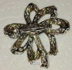 Vintage Austrian Crystal Brooch Lot Rhinestone Flower Jade Wreath Leaf Bow