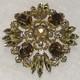 Vintage Austrian Crystal Gold Tone Brooch With Amber Topaz Navette Stones, 2.1