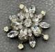 Vintage Austrian Rhinestone Atomic Starburst Brooch Silver Tone Crystal Pin