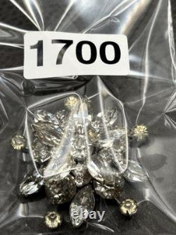 Vintage Austrian Rhinestone Atomic Starburst Brooch Silver Tone Crystal Pin