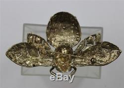 Vintage BUMBLE BEE Amethyst Jewelled AURORA Rhinestones Brooch Jewelry 4 Wide