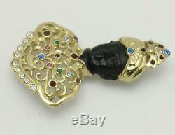 Vintage BUTLER Filigree Blackamoor Pin Brooch with Rhinestones and Turban