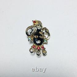 Vintage Blackamoor Brooch Pin Head Rhinestone Enamel Gold Tone Jewelry