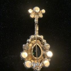 Vintage Book Piece JULIANA D&E Banjo Mandolin Brooch Pin Green & AB Rhinestones