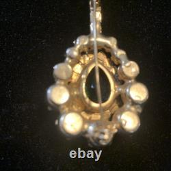 Vintage Book Piece JULIANA D&E Banjo Mandolin Brooch Pin Green & AB Rhinestones