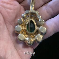 Vintage Book Piece JULIANA D&E Banjo Mandolin Brooch Pin Green & AB Rhinestones