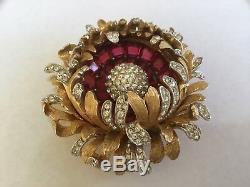 Vintage Boucher Flower Rhinestone Pin Brooch