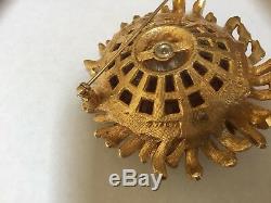 Vintage Boucher Flower Rhinestone Pin Brooch