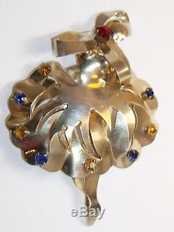 Vintage Boucher Sterling Silver Rhinestone Ballerina Brooch Cut Out / Riveted