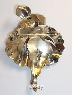 Vintage Boucher Sterling Silver Rhinestone Ballerina Brooch Cut Out / Riveted