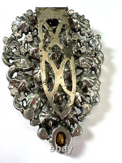 Vintage Brooch Eisenberg Original Glass Rhinestone Dress Clip Teardrop Clear