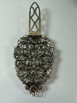 Vintage Brooch Eisenberg Original Glass Rhinestone Dress Clip Teardrop Clear