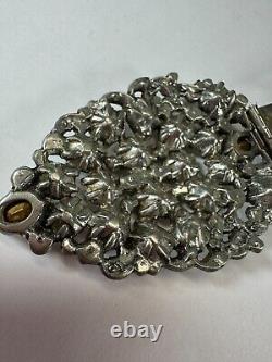 Vintage Brooch Eisenberg Original Glass Rhinestone Dress Clip Teardrop Clear