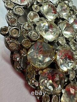 Vintage Brooch Eisenberg Original Glass Rhinestone Dress Clip Teardrop Clear