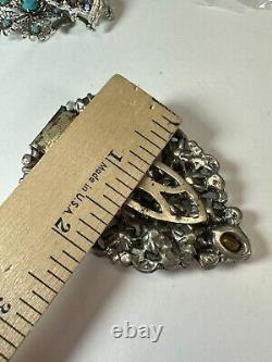 Vintage Brooch Eisenberg Original Glass Rhinestone Dress Clip Teardrop Clear