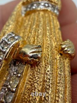 Vintage Brooch Nettie Rosenstein Figural Court Woman Turban Goldtone Signed