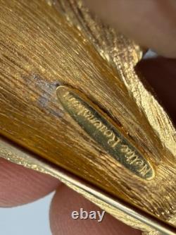 Vintage Brooch Nettie Rosenstein Figural Court Woman Turban Goldtone Signed