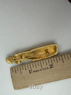 Vintage Brooch Nettie Rosenstein Figural Court Woman Turban Goldtone Signed