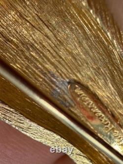 Vintage Brooch Nettie Rosenstein Figural Court Woman Turban Goldtone Signed