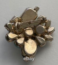 Vintage Brooch Pin Juliana Delizza Elster Moonstone Opal Art Glass Cabochon MCM