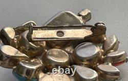 Vintage Brooch Pin Juliana Delizza Elster Moonstone Opal Art Glass Cabochon MCM