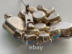 Vintage Brooch Pin Juliana Delizza Elster Moonstone Opal Art Glass Cabochon MCM