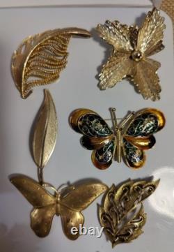 Vintage Brooch Pin Lot Unmarked Except 2 Multiple Material Rhinestones Metal Etc