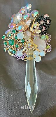 Vintage Brooch Pin STANLEY HAGLER Classic JEWELS RHINESTONES Crystal Spear