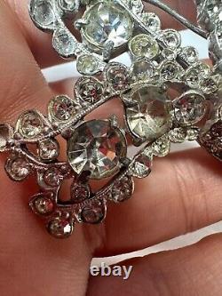 Vintage Brooch Staret Signed Bow Knot Rhinestone Heavy Large Ad Piece Estate