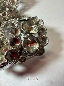 Vintage Brooch Staret Signed Bow Knot Rhinestone Heavy Large Ad Piece Estate