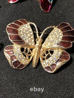 Vintage Butterfly Brooch Lot Antique Weiss Joan Rivers Rhinestone Enamel