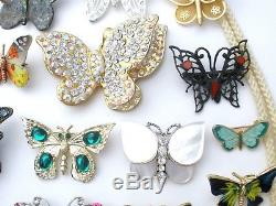 Vintage Butterfly Lot Figural Brooches Necklaces Earrings 30 Pieces Enamel Monet