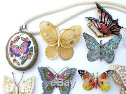 Vintage Butterfly Lot Figural Brooches Necklaces Earrings 30 Pieces Enamel Monet