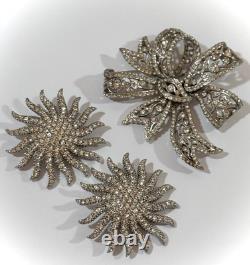 Vintage CINER Bow Brooch, Rhinestones, Estate, 3 Inches Long, Signed, Excellent