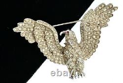 Vintage CORO Clear Rhinestone Eagle Bird Patriotic Figural Brooch Pin