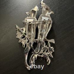 Vintage CORO DUETTE Bird Brooch Dress Clips Rhinestone Enamel Birds of Paradise