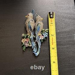 Vintage CORO DUETTE Bird Brooch Dress Clips Rhinestone Enamel Birds of Paradise