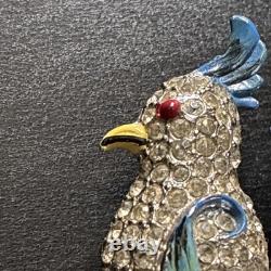 Vintage CORO DUETTE Bird Brooch Dress Clips Rhinestone Enamel Birds of Paradise