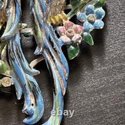 Vintage CORO DUETTE Bird Brooch Dress Clips Rhinestone Enamel Birds of Paradise