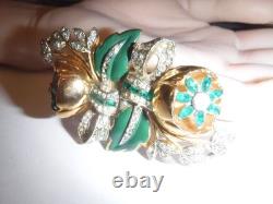 Vintage CORO Quivering Magnolia Duette Brooch Tremblet 1930's Magnificent