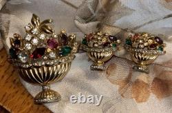 Vintage CORO Signed Rhinestone Brooch Earrings Are Harrice Miller Pat# 1057965