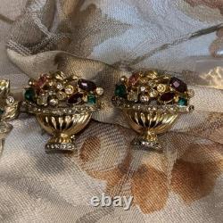 Vintage CORO Signed Rhinestone Brooch Earrings Are Harrice Miller Pat# 1057965