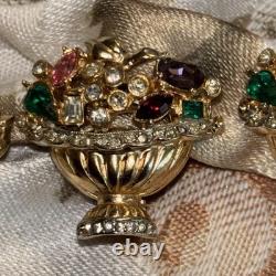 Vintage CORO Signed Rhinestone Brooch Earrings Are Harrice Miller Pat# 1057965