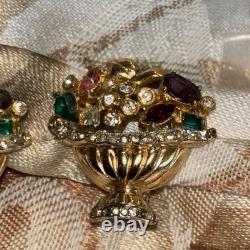 Vintage CORO Signed Rhinestone Brooch Earrings Are Harrice Miller Pat# 1057965
